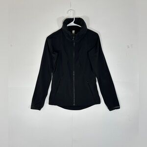 Lululemon Women Mist Over Windbreaker Jacket Black Sz 2 Activewear Full Zip Hood